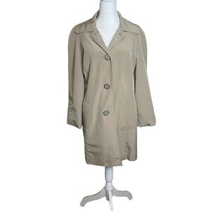 London Fog Women’s Trench Coat Tan Medium 3 Button Spring Rain Casual Neutral